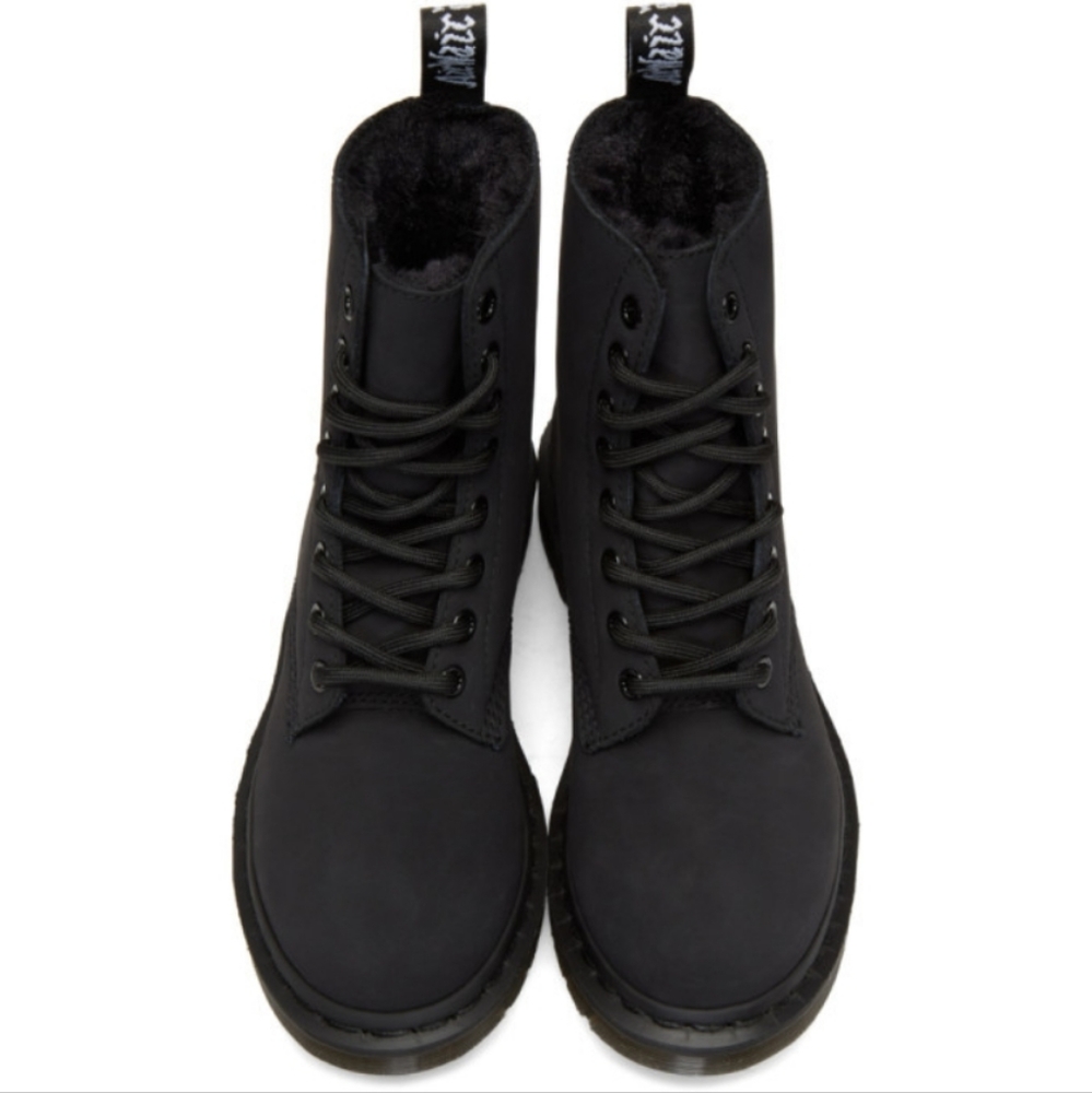 Dr. Martens Black Fur-Lined Mono 1460 Boots - Picture 8 of 12
